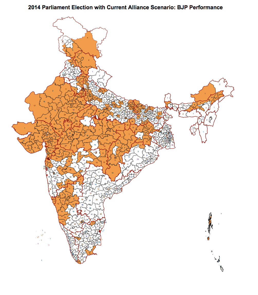 BJP 2014 Result With Current Alliance